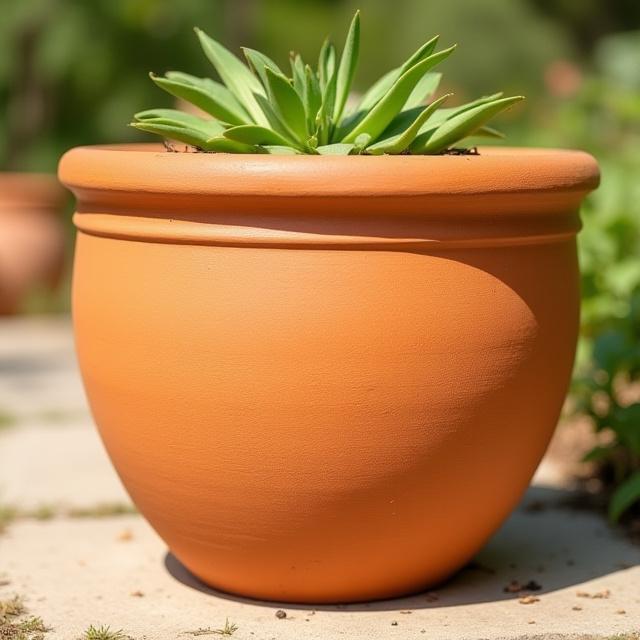 Großer Terrakotta-Pflanztopf für den Garten mit Textur