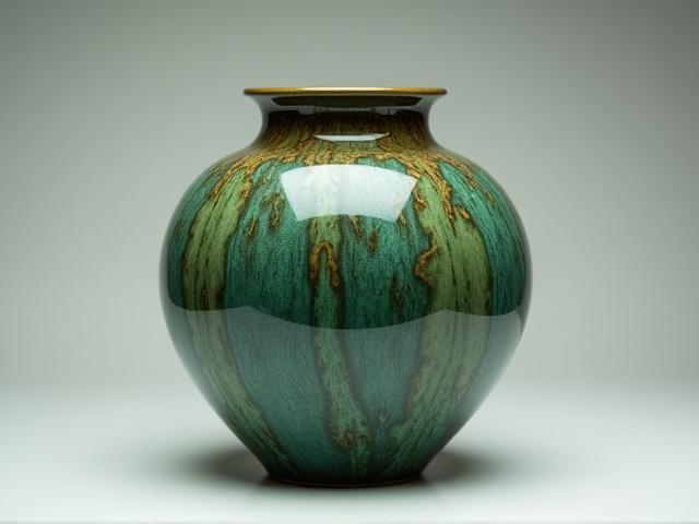 Eine einzigartige, individuell entworfene Vase mit komplexen Mustern.